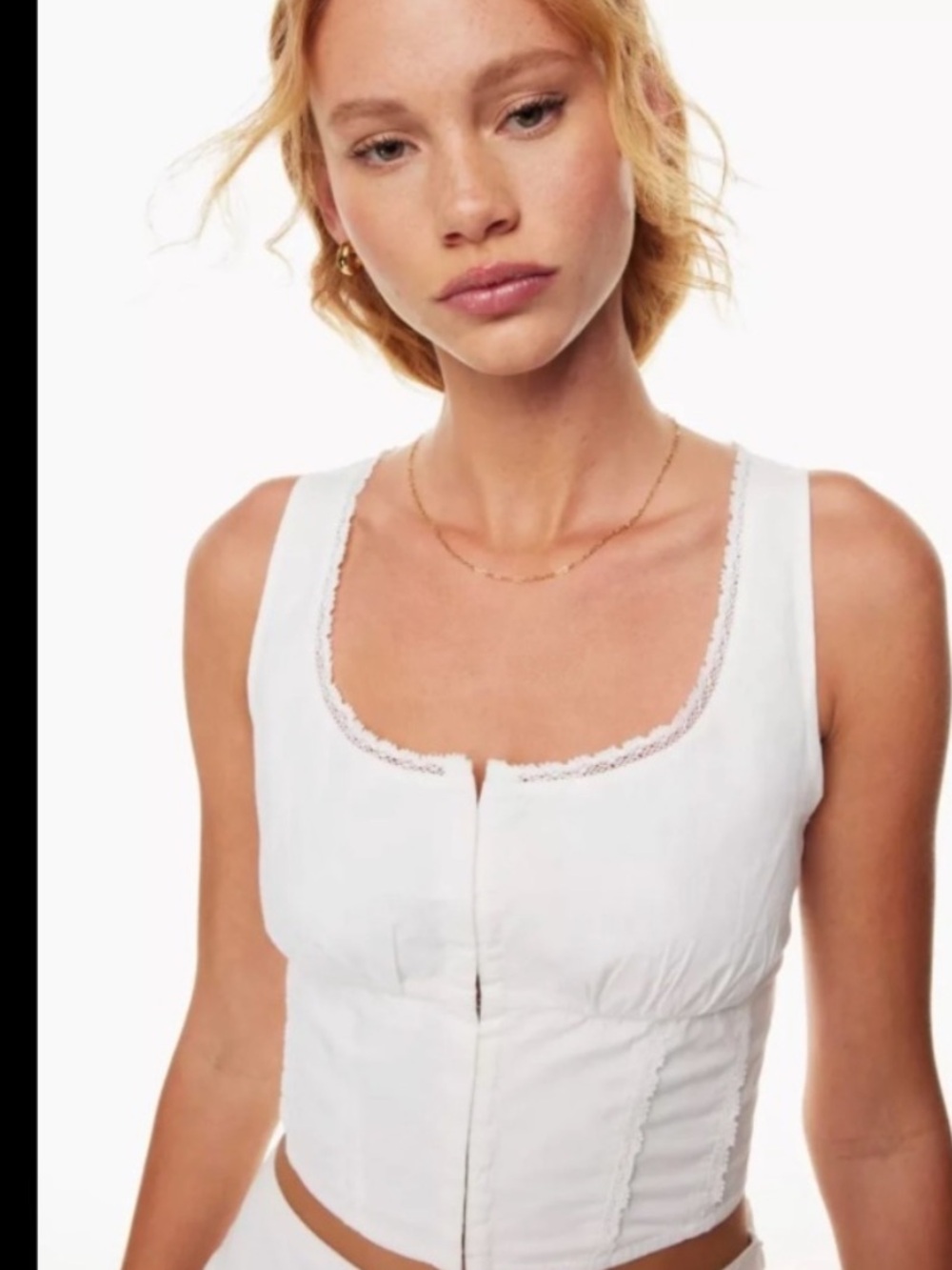 Sunday Best White Lace-Trim corset Tank Top size small